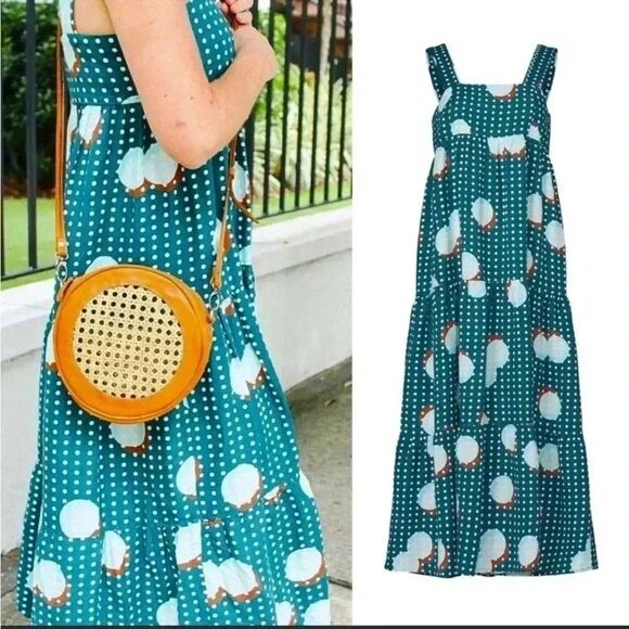 Hunter Bell Teal Polka Dot Midi Dress - Picture 15 of 15